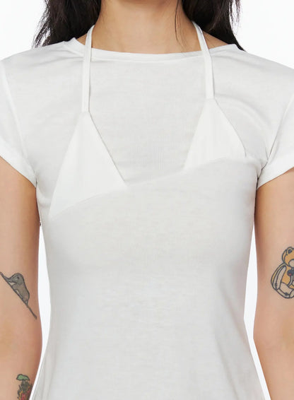 Asymmetric Layered Crop Tee IU509