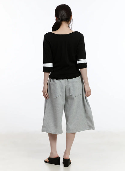 Casual Numeric Print Boatneck Top CA503