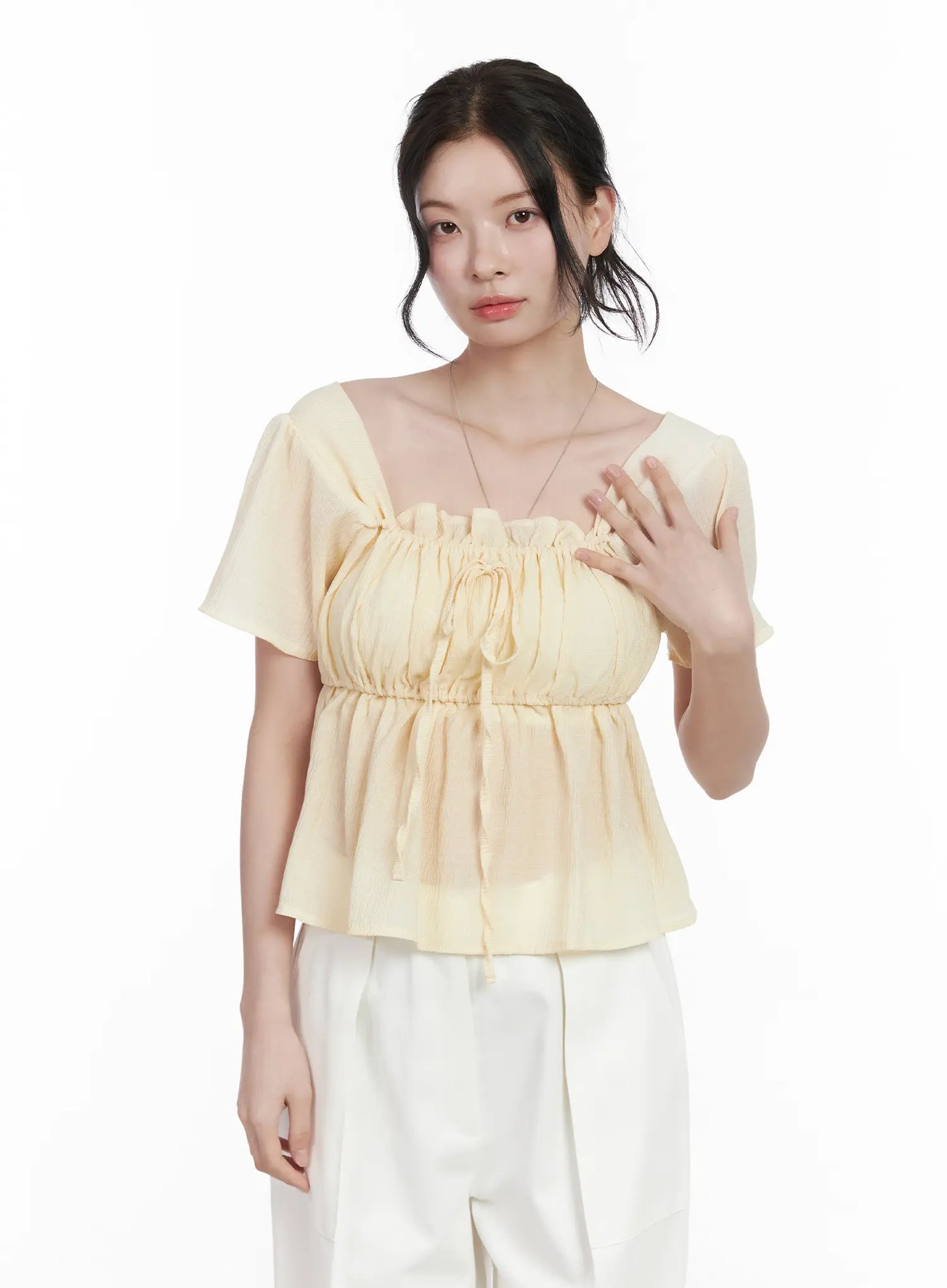 Chiffon Ruffle Short Sleeve Blouse CA510