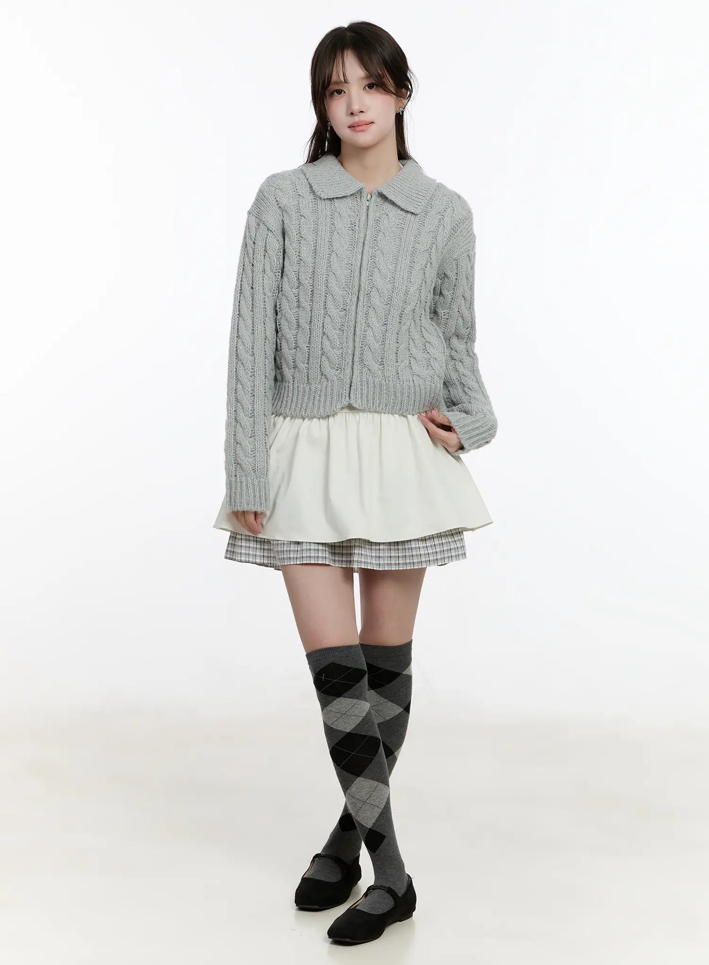Cable Knit Zip-Up Jacket CM510