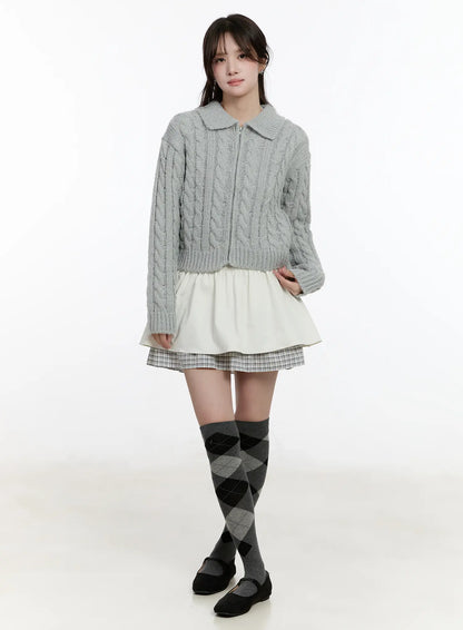 Cable Knit Zip-Up Jacket CM510