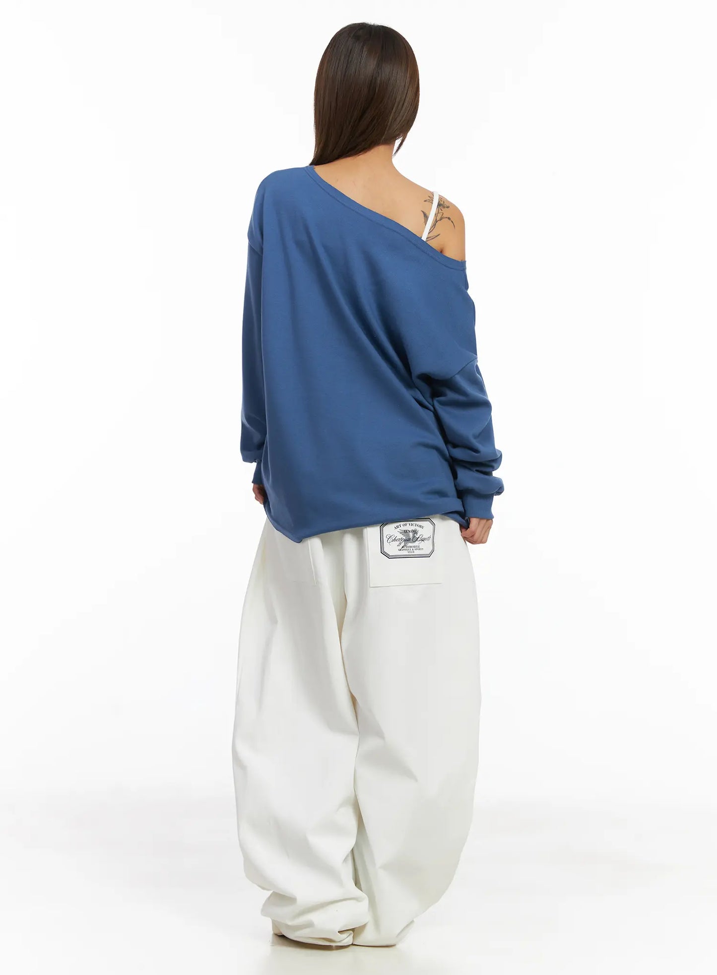 Back Pocket Detail White Pants CJ512