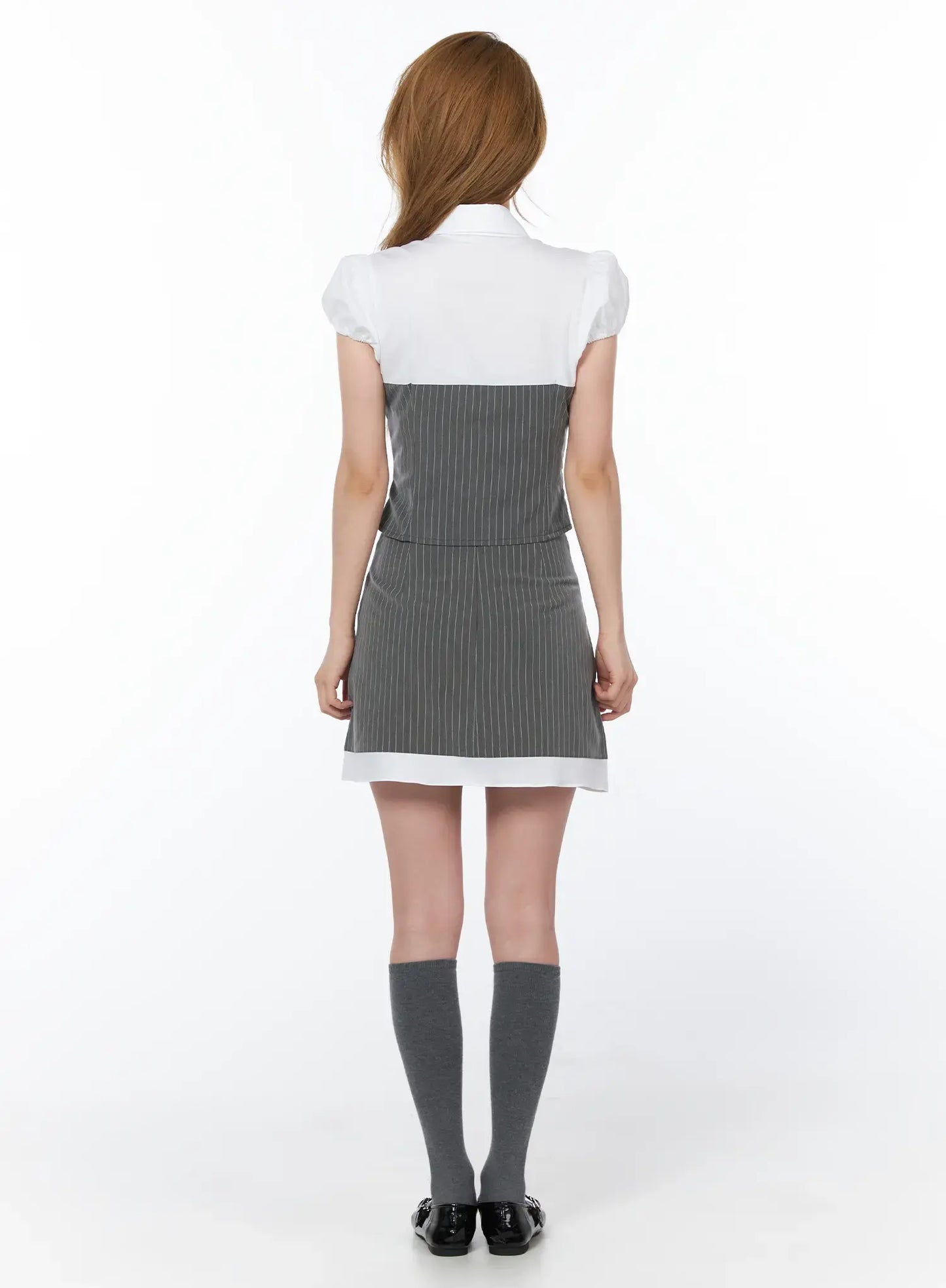 Chic Pinstriped Corset Shirt CY508