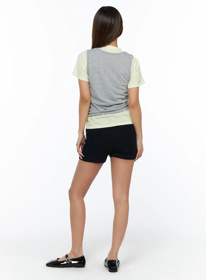 Casual Layered Set With Sleeveless Top CA517
