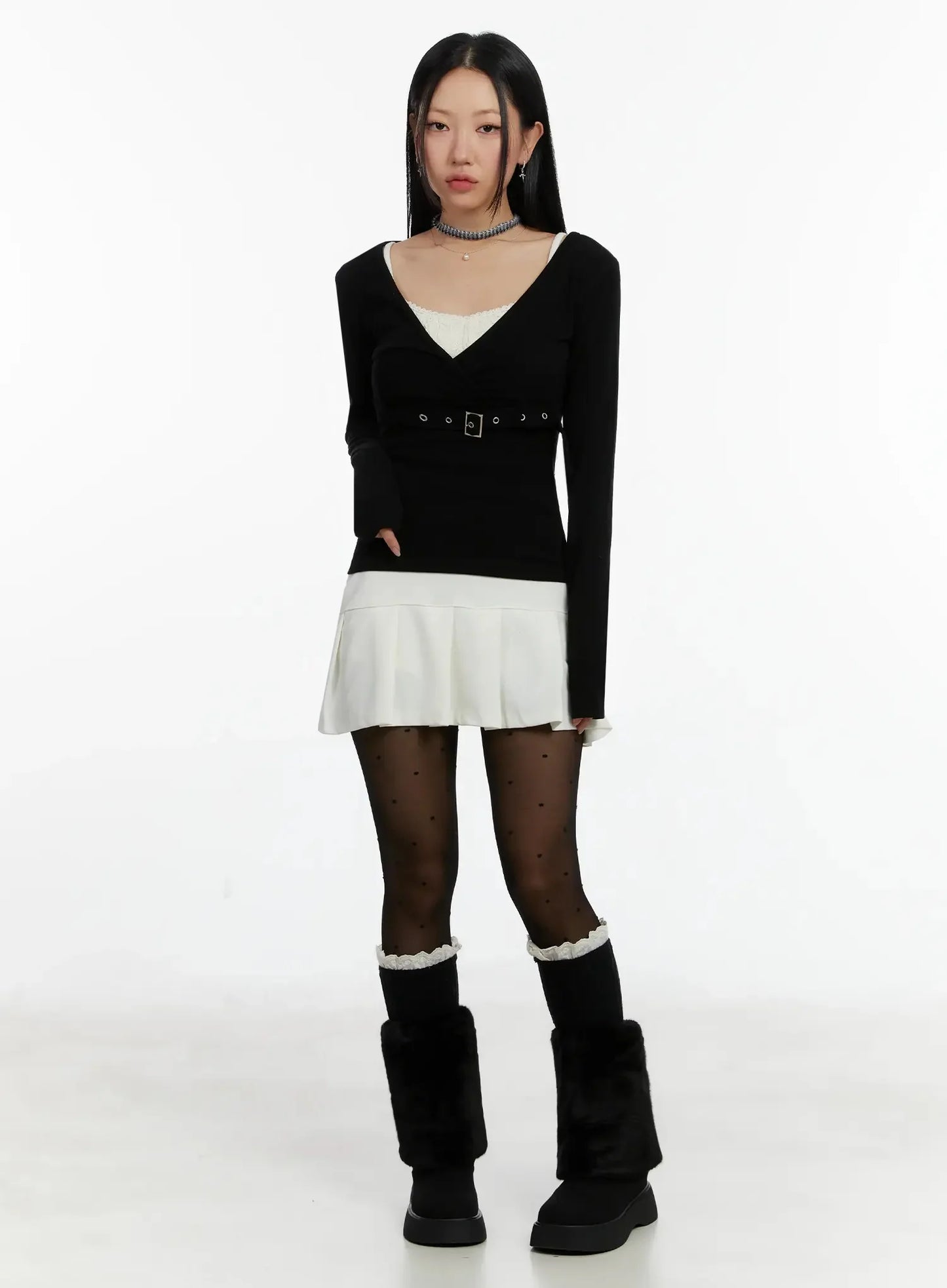 Belted Wrap Long Sleeve Top ID525