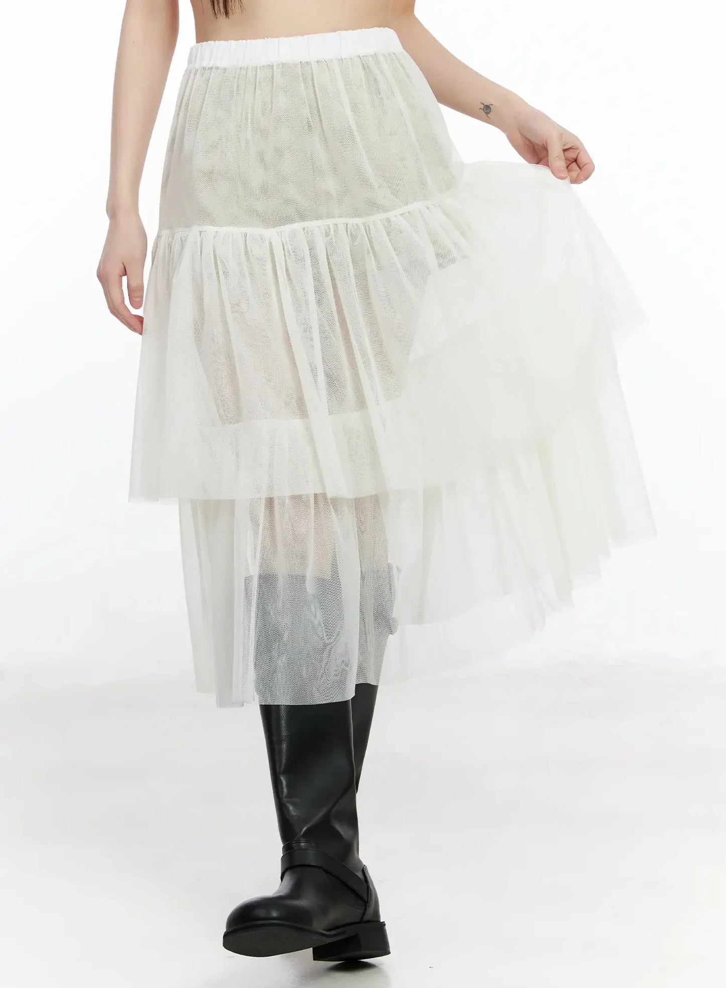 Chiffon Layered Midi Skirt IM523