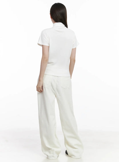 Basic Mock Neck Short Sleeve Top CJ507