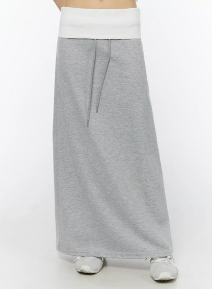 Casual Foldover Maxi Skirt IU509