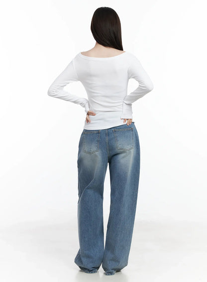 Basic Boat Neck Long Sleeve Top IF520