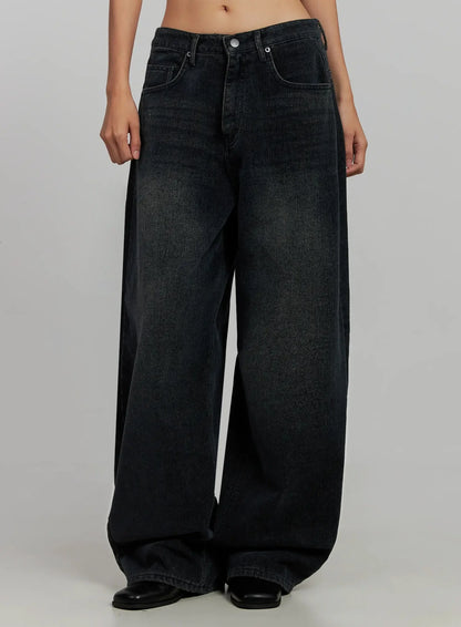 Aubree Washed Wide Jeans IJ502