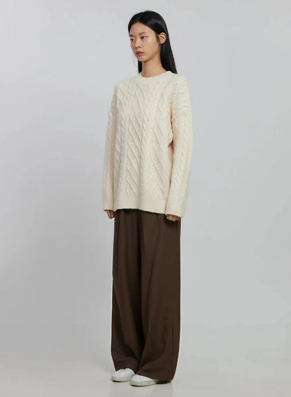 Cable Knit Crew Neck Sweater ID516