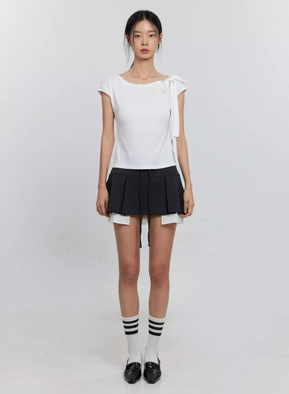 Cap Sleeve Bow Tie Top IS516