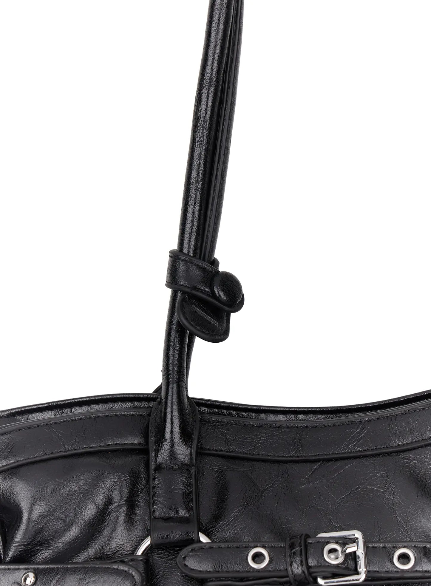 Buckle Accent Faux Leather Shoulder Bag CM526