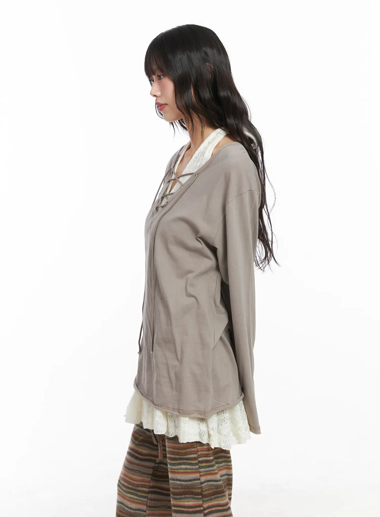 Casual Loose Fit Eyelet Tee CD531