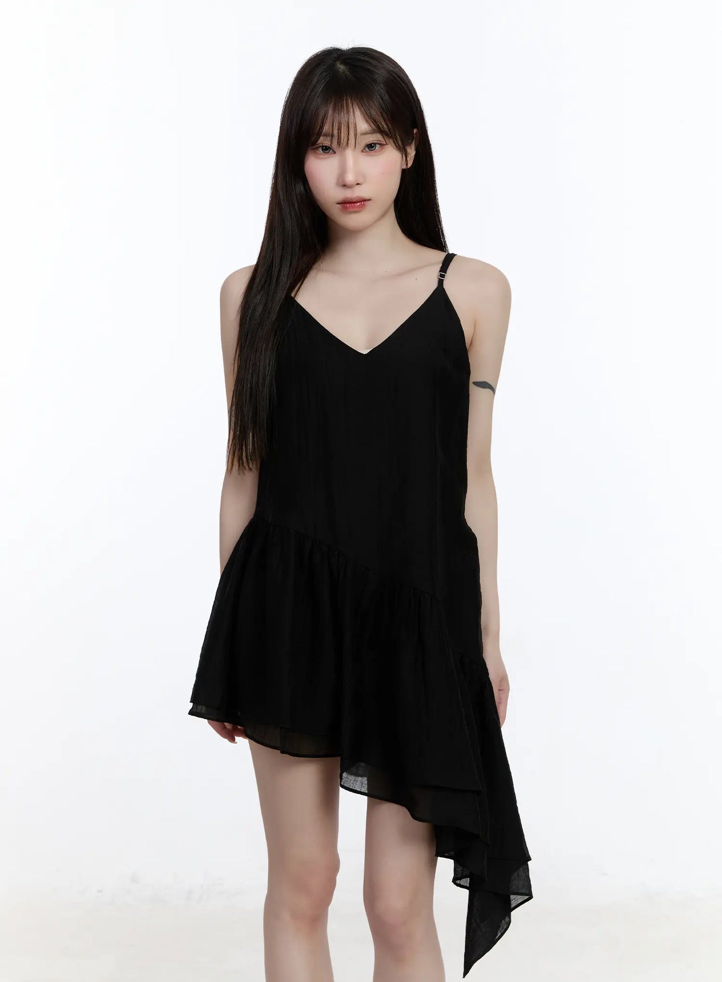 Asymmetric Hem Chiffon Mini Dress CA501