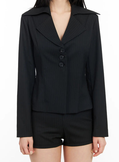 Chic Striped Tailored Blazer Jacket CM517