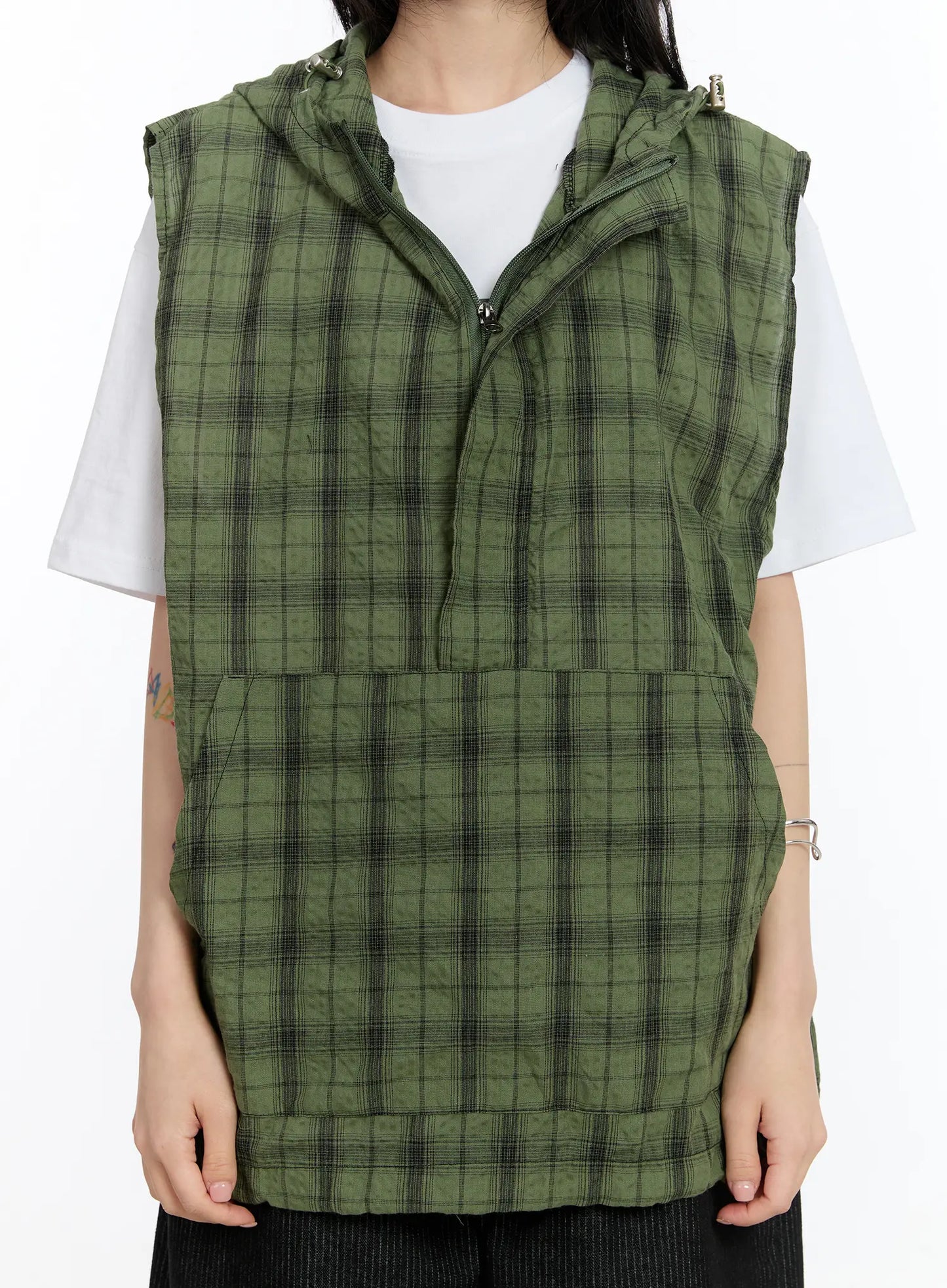 Checkered Hooded Vest CA506