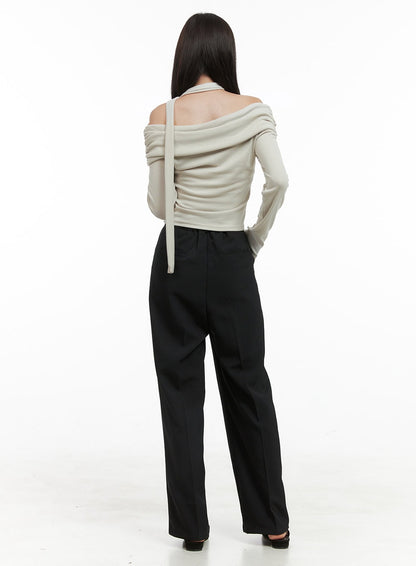 Banded Pintuck Wide Leg Pants OG416