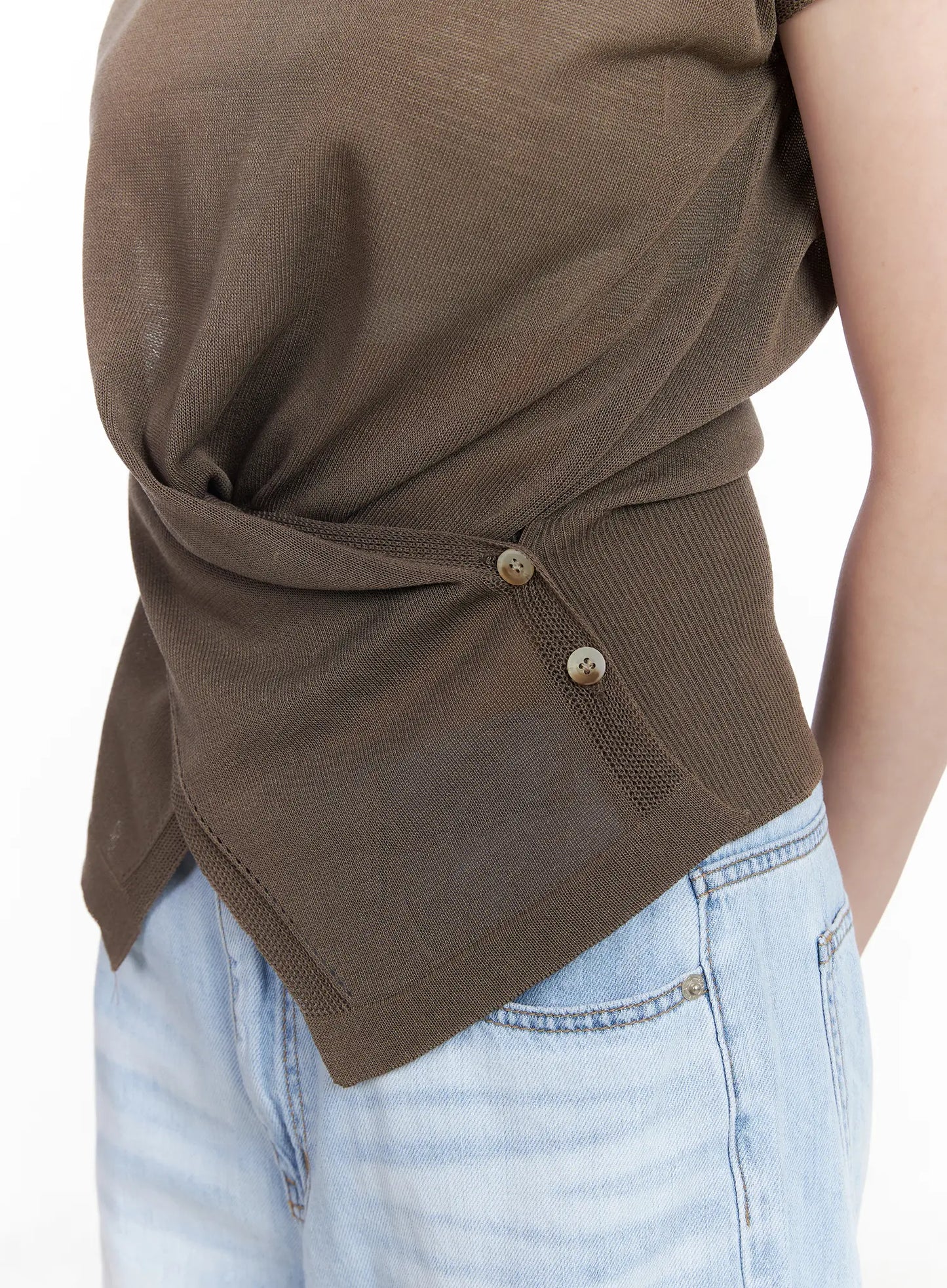 Chic Draped Short Sleeve Knit Top CA510