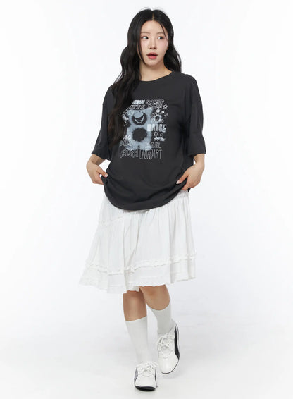 Asymmetric Frill Trim Midi Skirt CD805