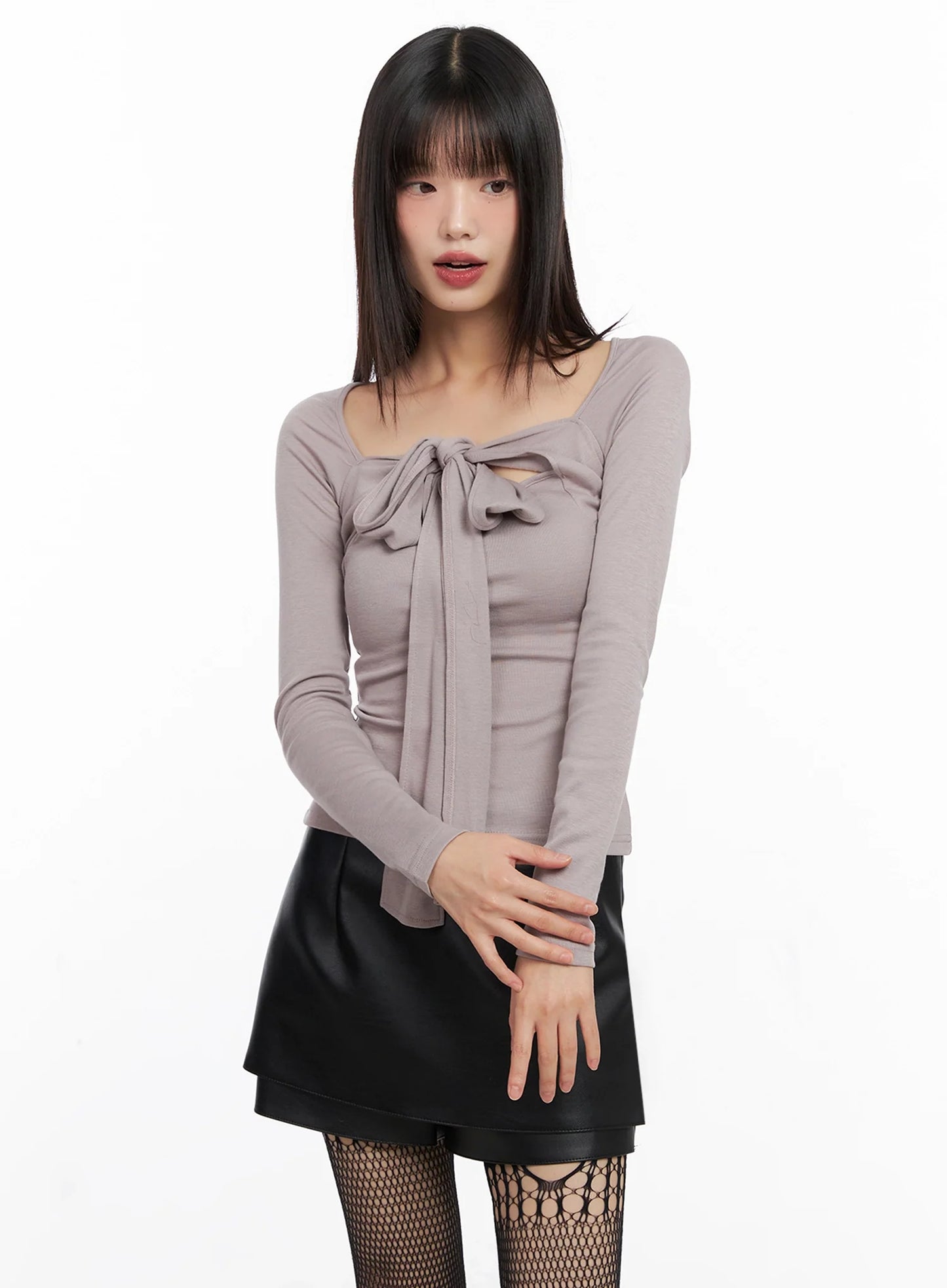 Bow Tie Long Sleeve Top IN507