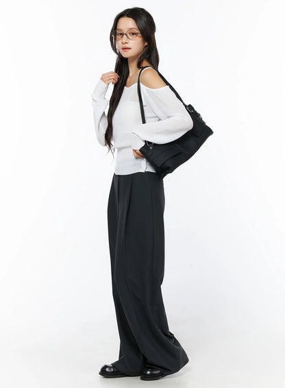 Basic Pintuck Wide Slacks CU522