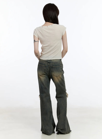 Andie Distressed Bootcut Jeans CA503