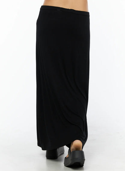 Basic Drawstring Maxi Skirt CU517