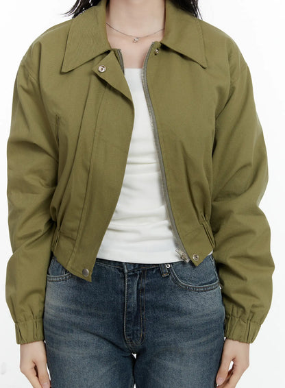 Casual Cropped Utility Jacket F502
