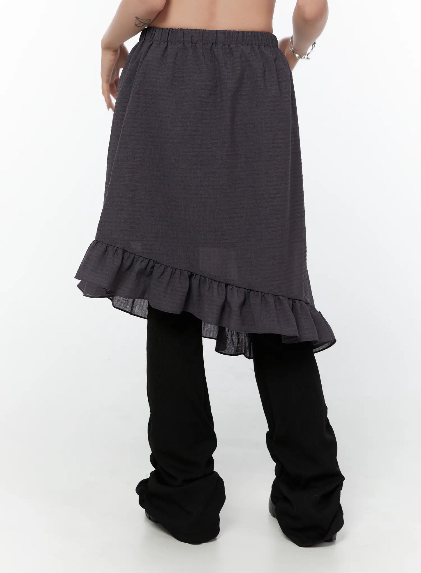 Asymmetric Frill Midi Skirt CY515