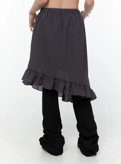 Asymmetric Frill Midi Skirt CY515