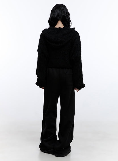 Cable Knit Cropped Hooded Cardigan CD419