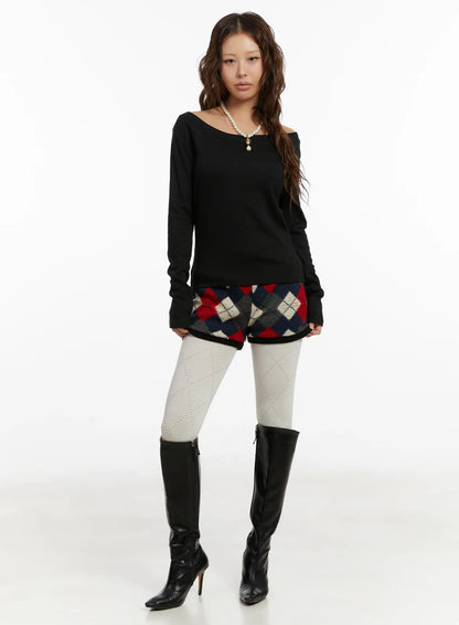 Basic Off-Shoulder Long Sleeve Top CD512