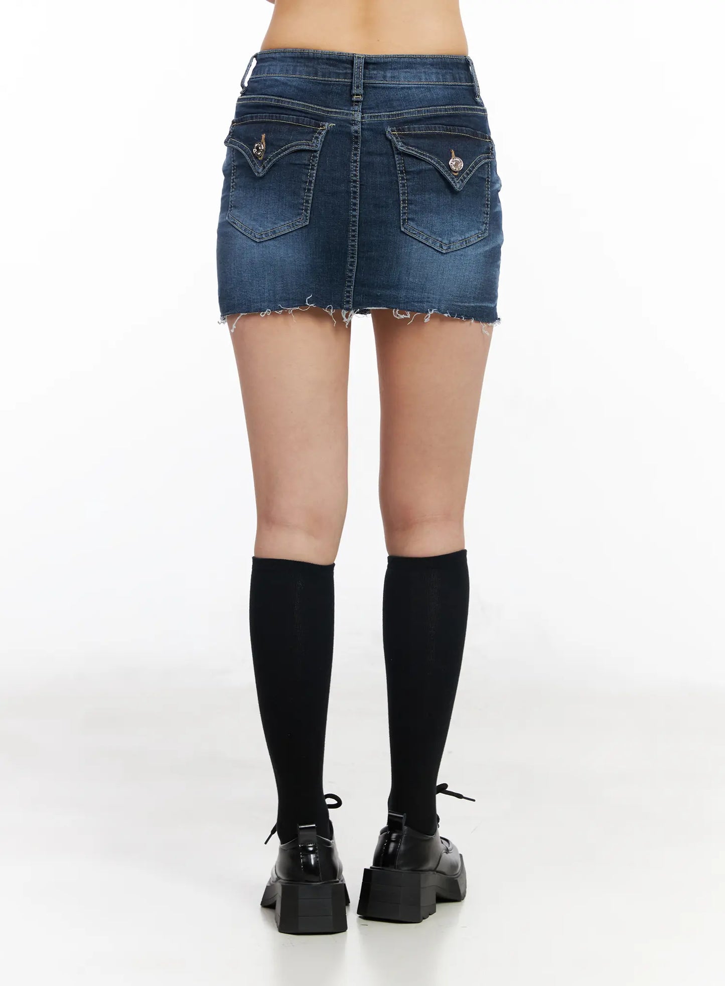Classic Frayed Hem Denim Mini Skirt CM516