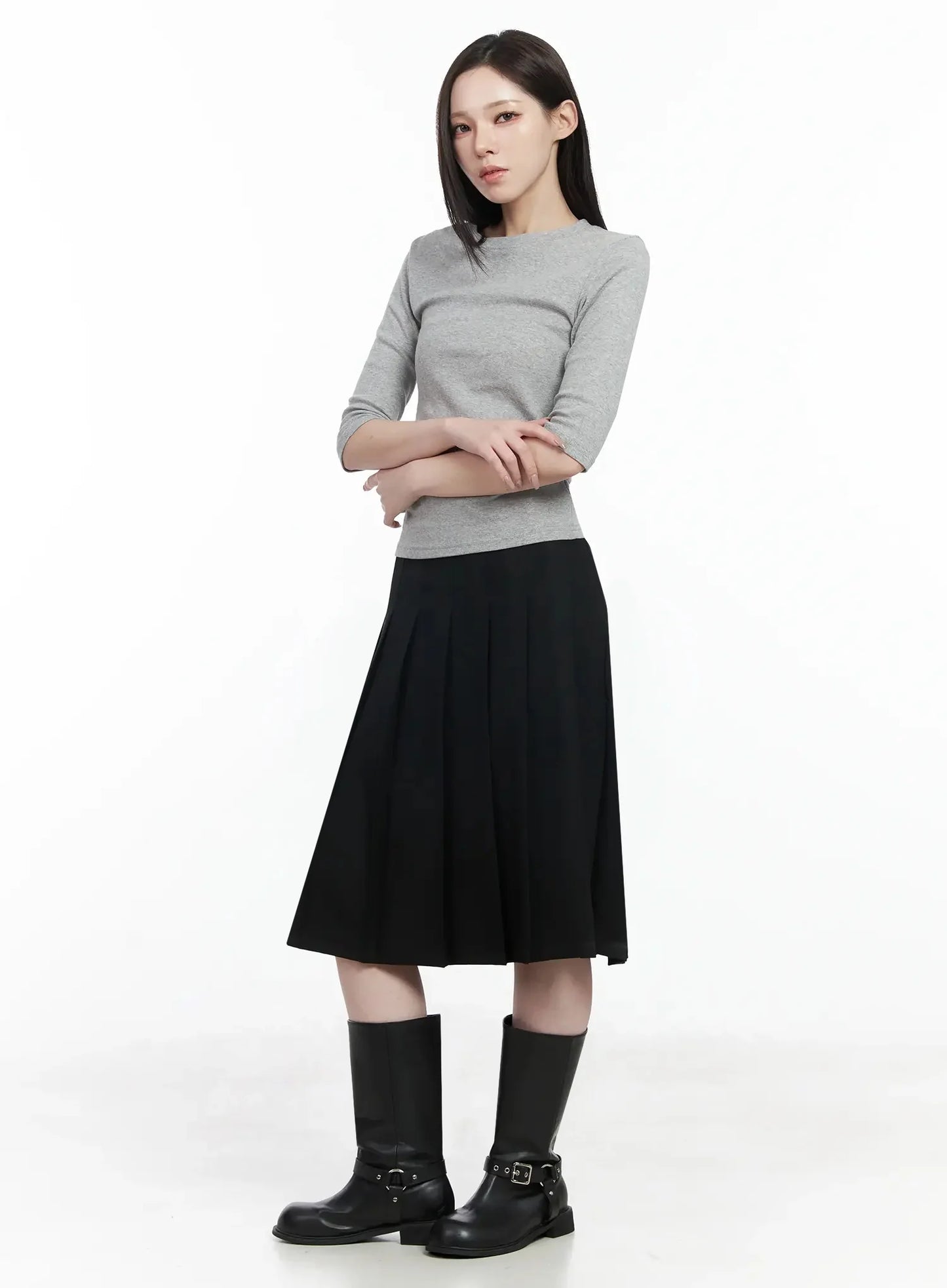 Basic Mid-Length Long Sleeve Top IF502