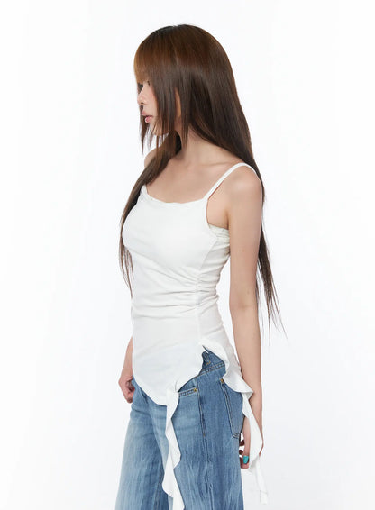 Asymmetrical Ruched Sleeveless Top CY529