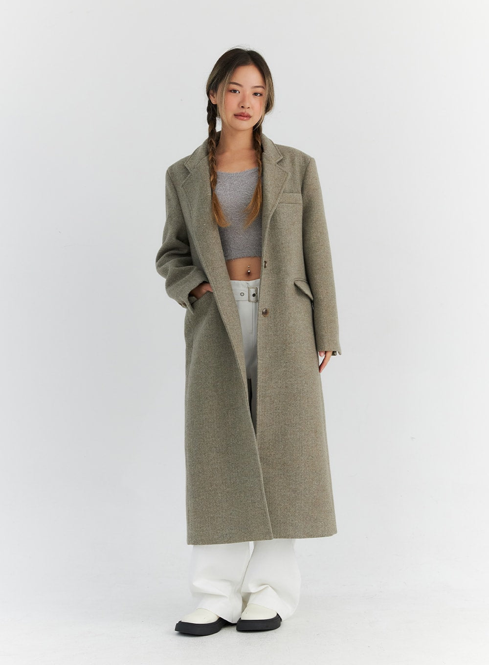 Button Tailored Maxi Coat CN309