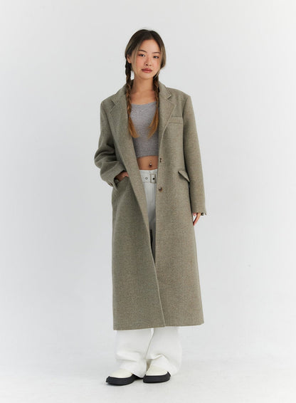 Button Tailored Maxi Coat CN309