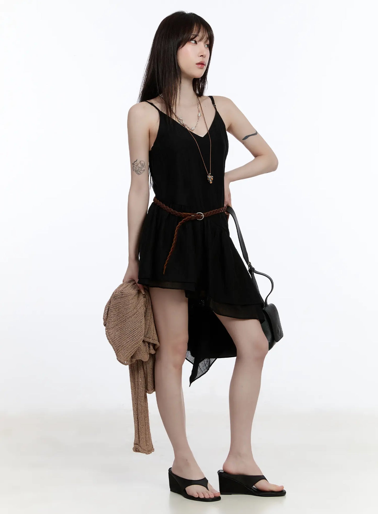 Asymmetric Hem Chiffon Mini Dress CA501