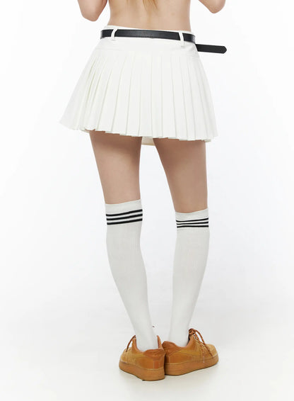 Belted Pleated Mini Skirt CU511