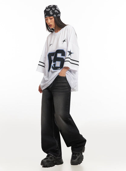 Alexis Stitched Wide-Leg Jeans IA504