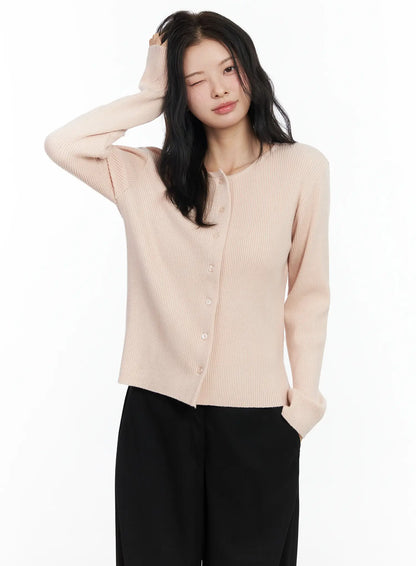 Basic Slim Round Neck Cardigan IM524