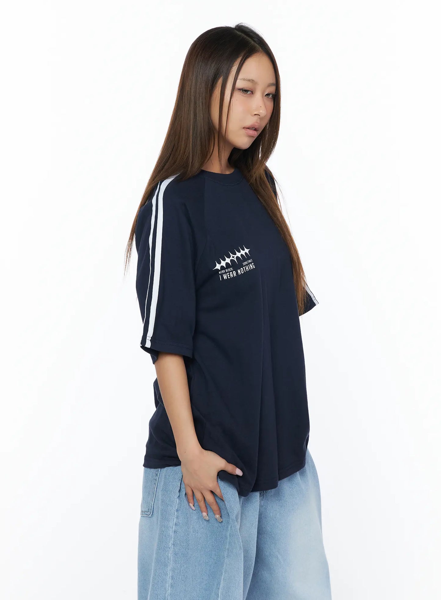 Casual Striped Sleeve Tee CA516