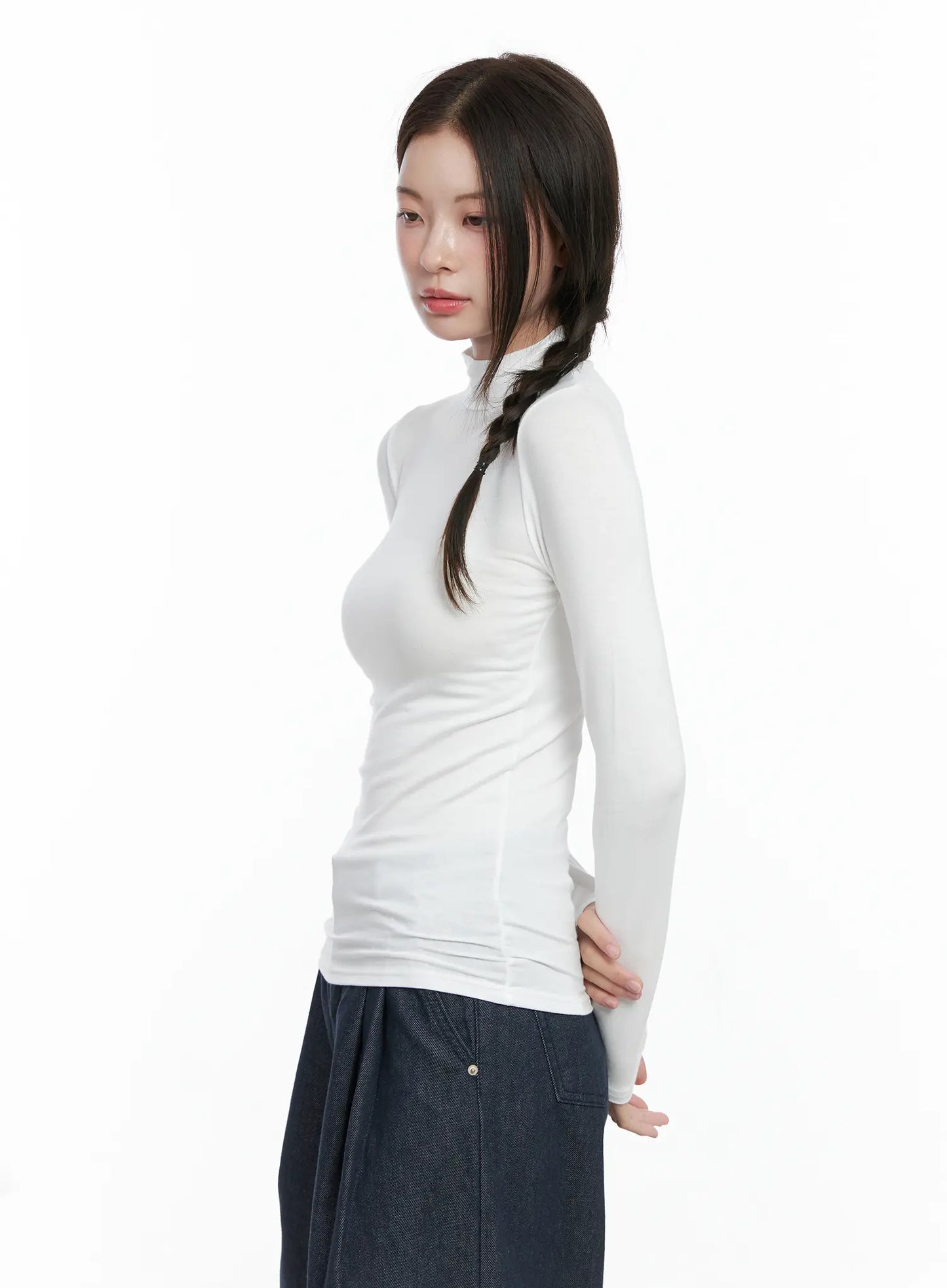 Basic Mock Neck Long Sleeve Top CO503
