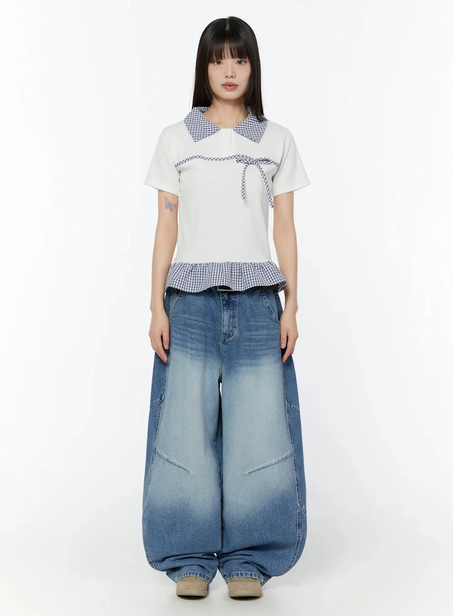 Celie Baggy Pin-Tuck Jeans CU515