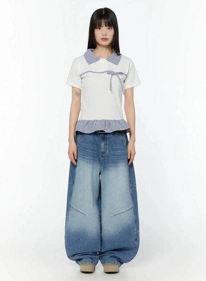 Celie Baggy Pin-Tuck Jeans CU515