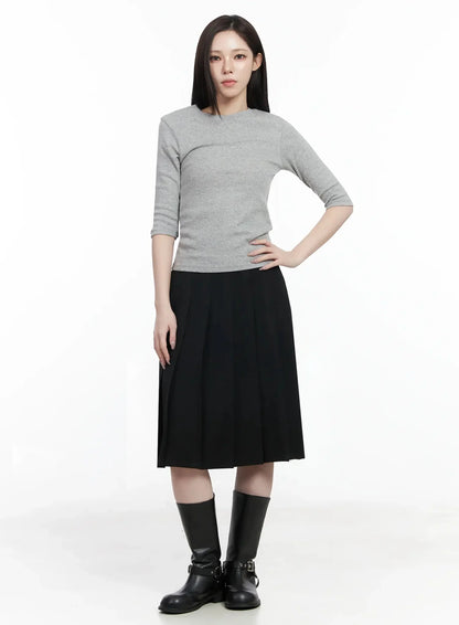Basic Pleated Midi Skirt IF502