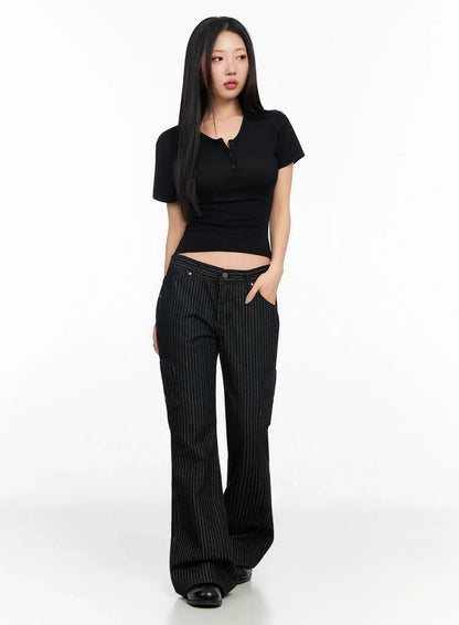 Buttoned Slim Fit T-Shirt CA513