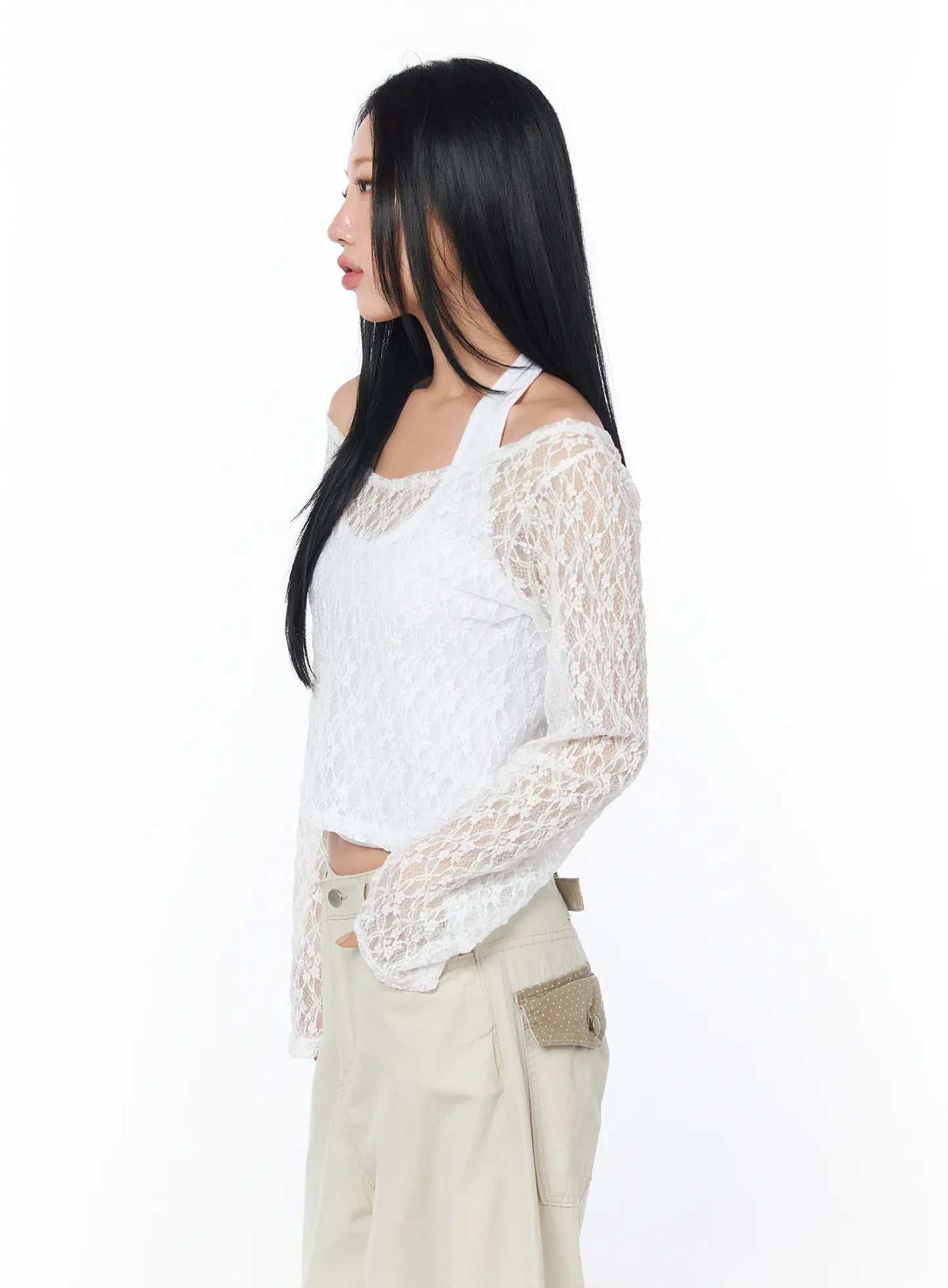 Chic Sheer Lace Top Set CY512