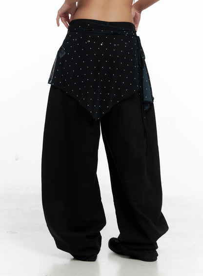 Asymmetric Polka Dot Mesh Wrap Mini Skirt CS524